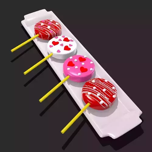 Valentines Cake Pops Four Pack Low-poly 3D model