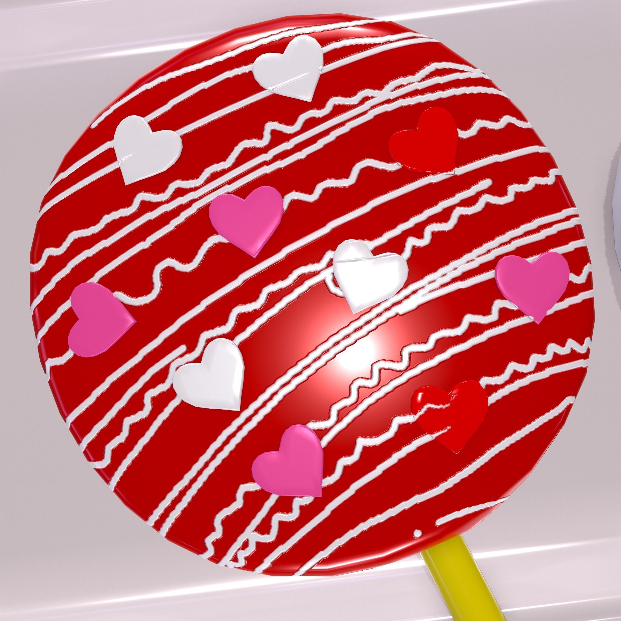 Valentines Cake Pops Four Pack Low-poly 3D model_10