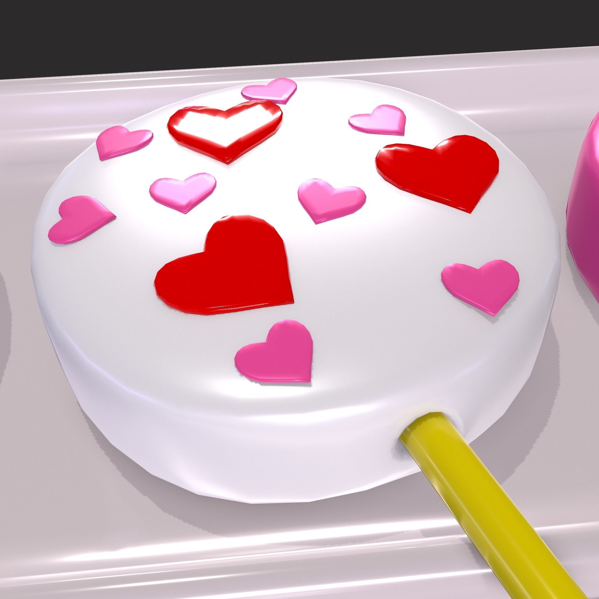 Valentines Cake Pops Four Pack Low-poly 3D model_7