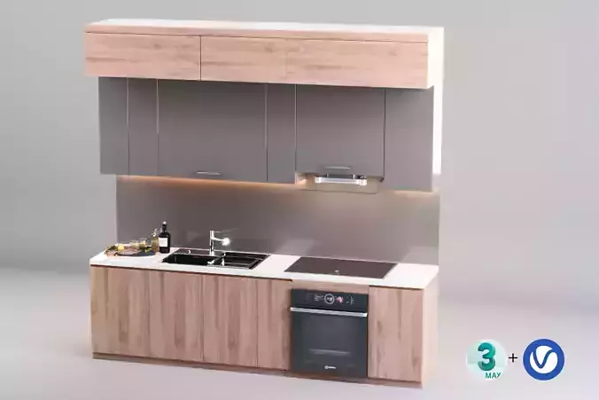 Modern Kitchen Cabinet set 3ds max Model