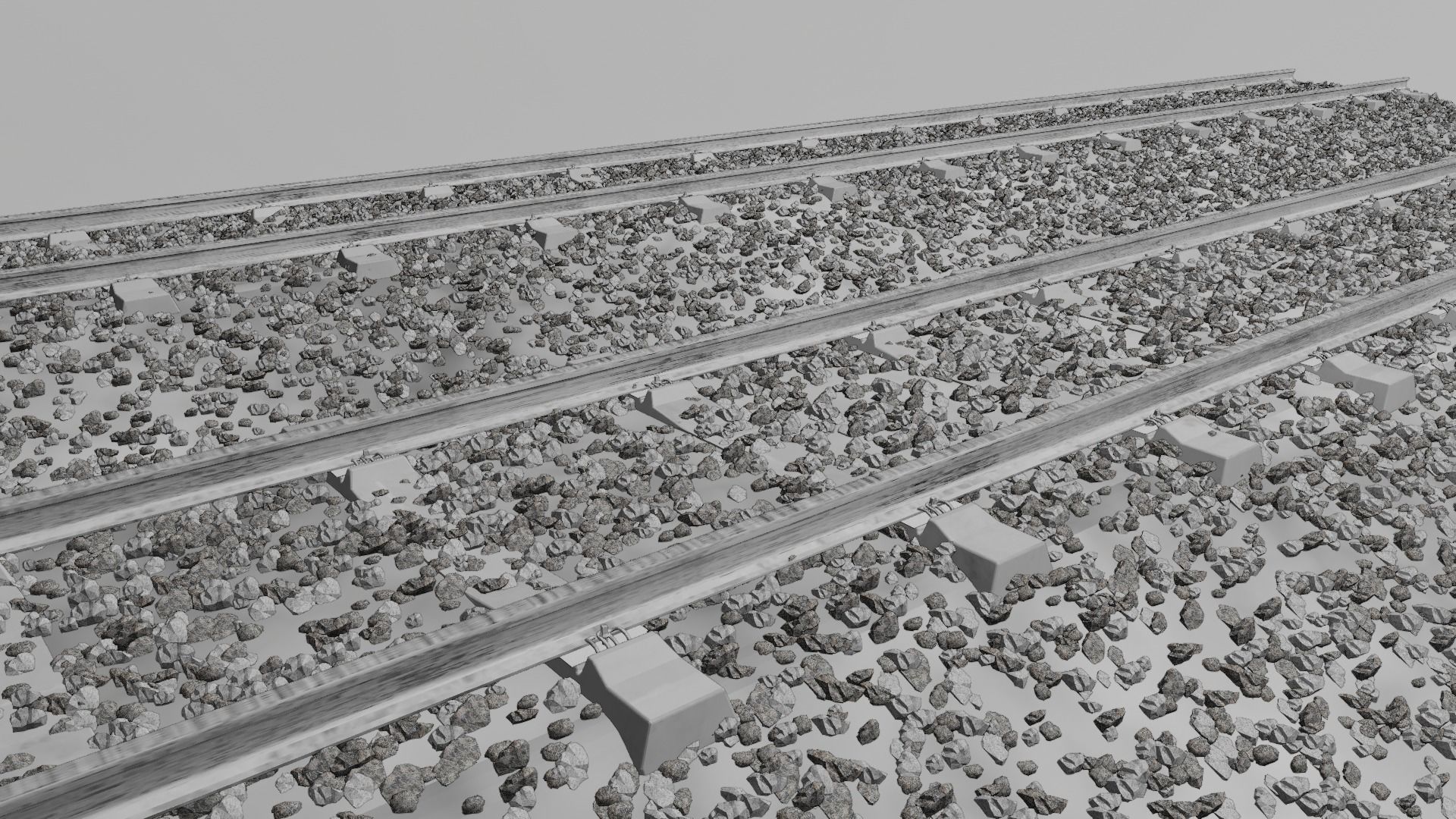 Railroad Multiple Radii Ballast Sections Rails and Sleepers 3D model_43