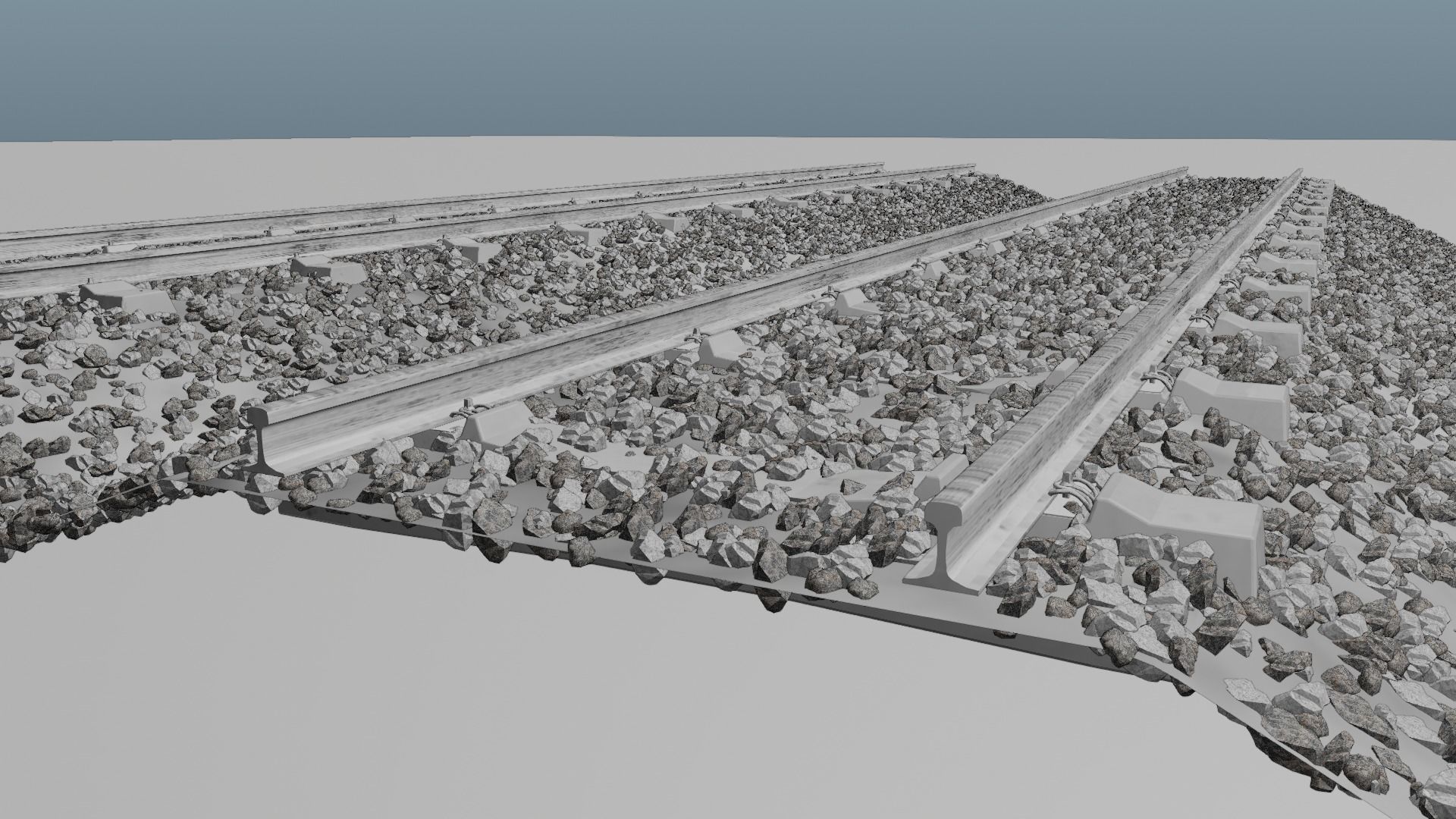 Railroad Multiple Radii Ballast Sections Rails and Sleepers 3D model_23