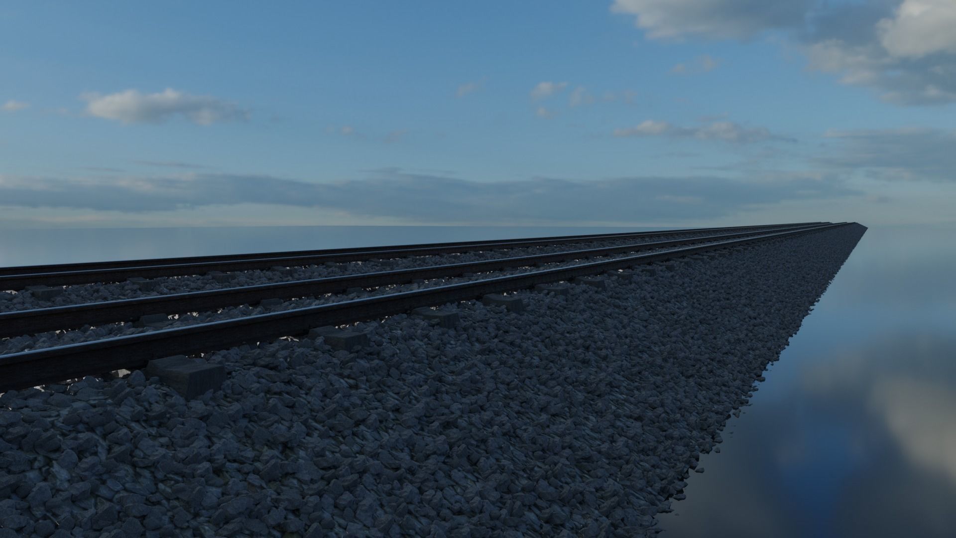 Railroad Multiple Radii Ballast Sections Rails and Sleepers 3D model_13