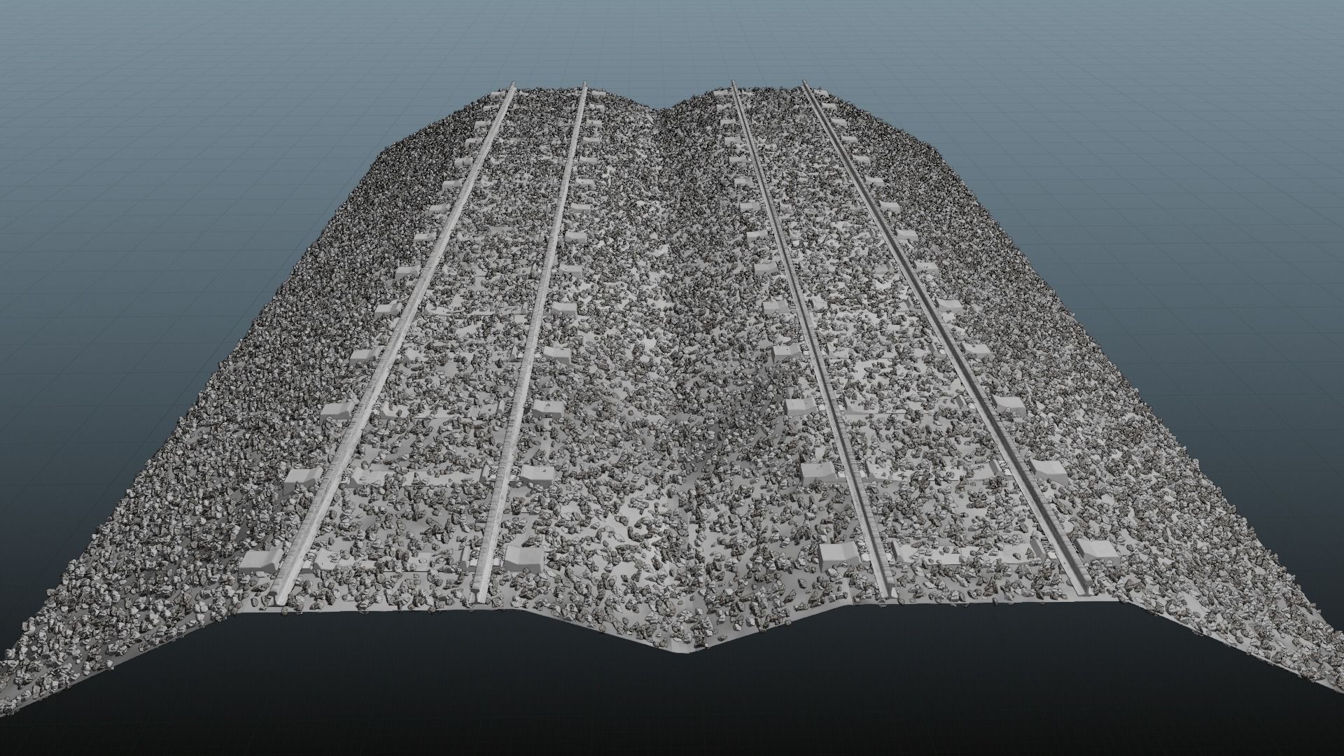 Railroad Multiple Radii Ballast Sections Rails and Sleepers 3D model_41