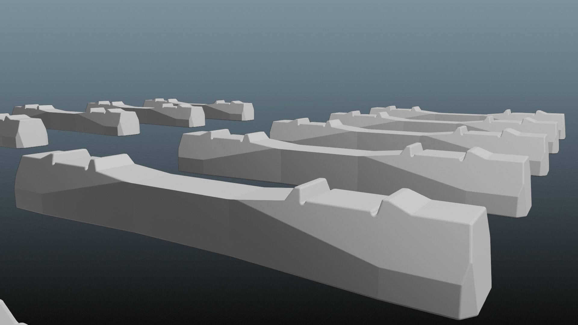 Railroad Multiple Radii Ballast Sections Rails and Sleepers 3D model_34
