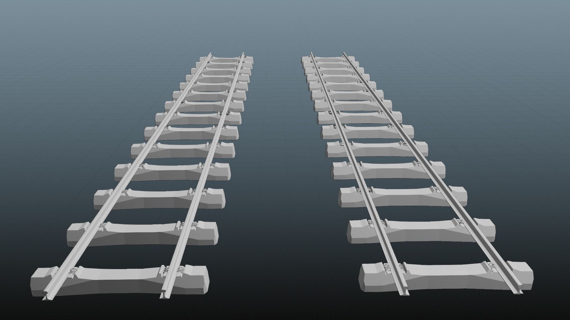 Railroad Multiple Radii Ballast Sections Rails and Sleepers 3D model_31