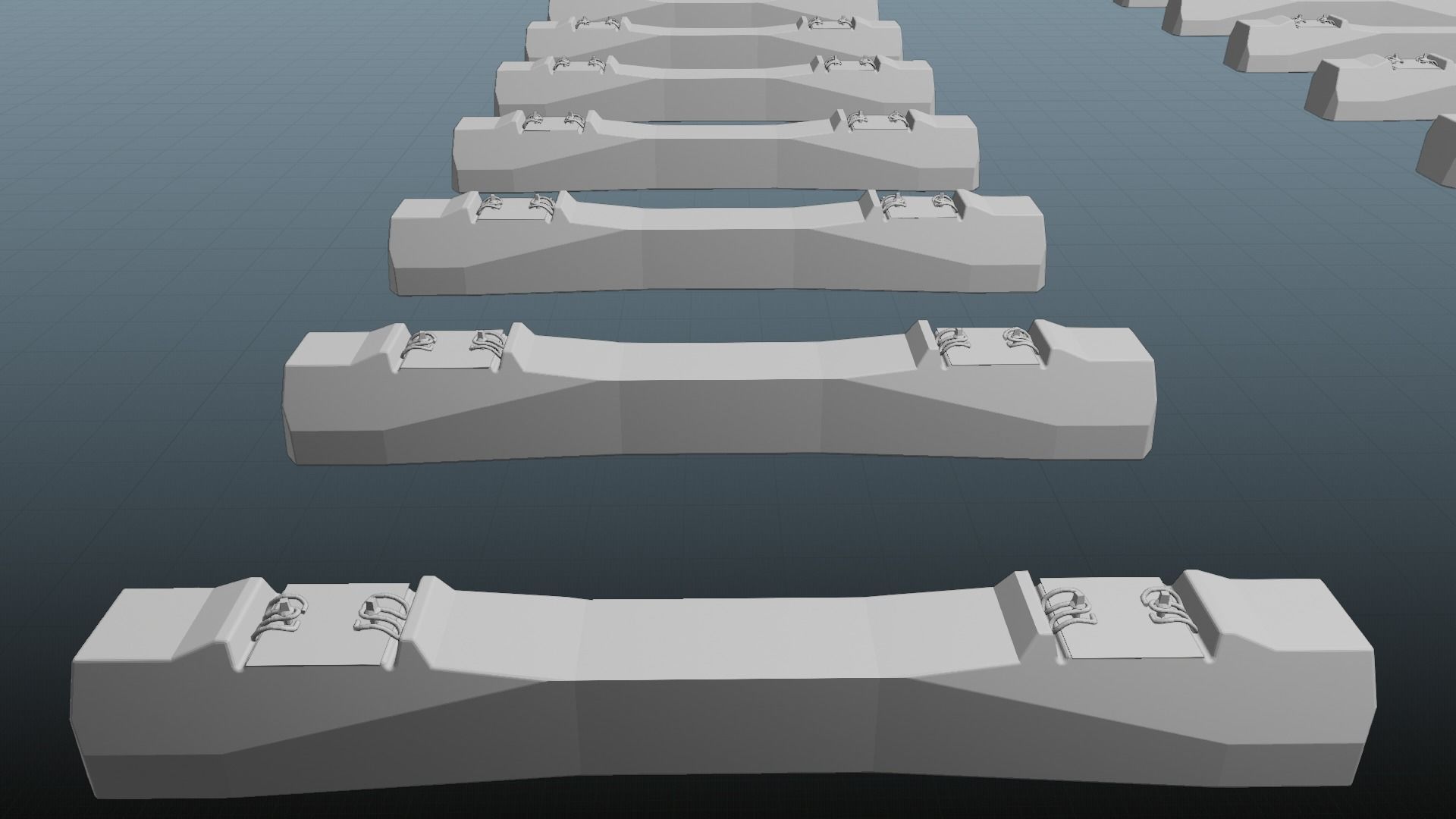 Railroad Multiple Radii Ballast Sections Rails and Sleepers 3D model_33