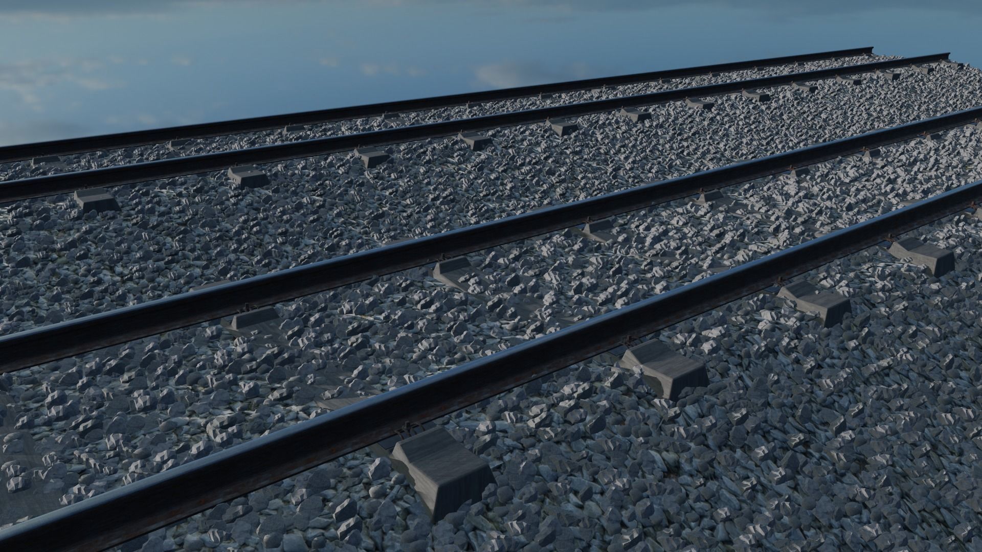 Railroad Multiple Radii Ballast Sections Rails and Sleepers 3D model_45