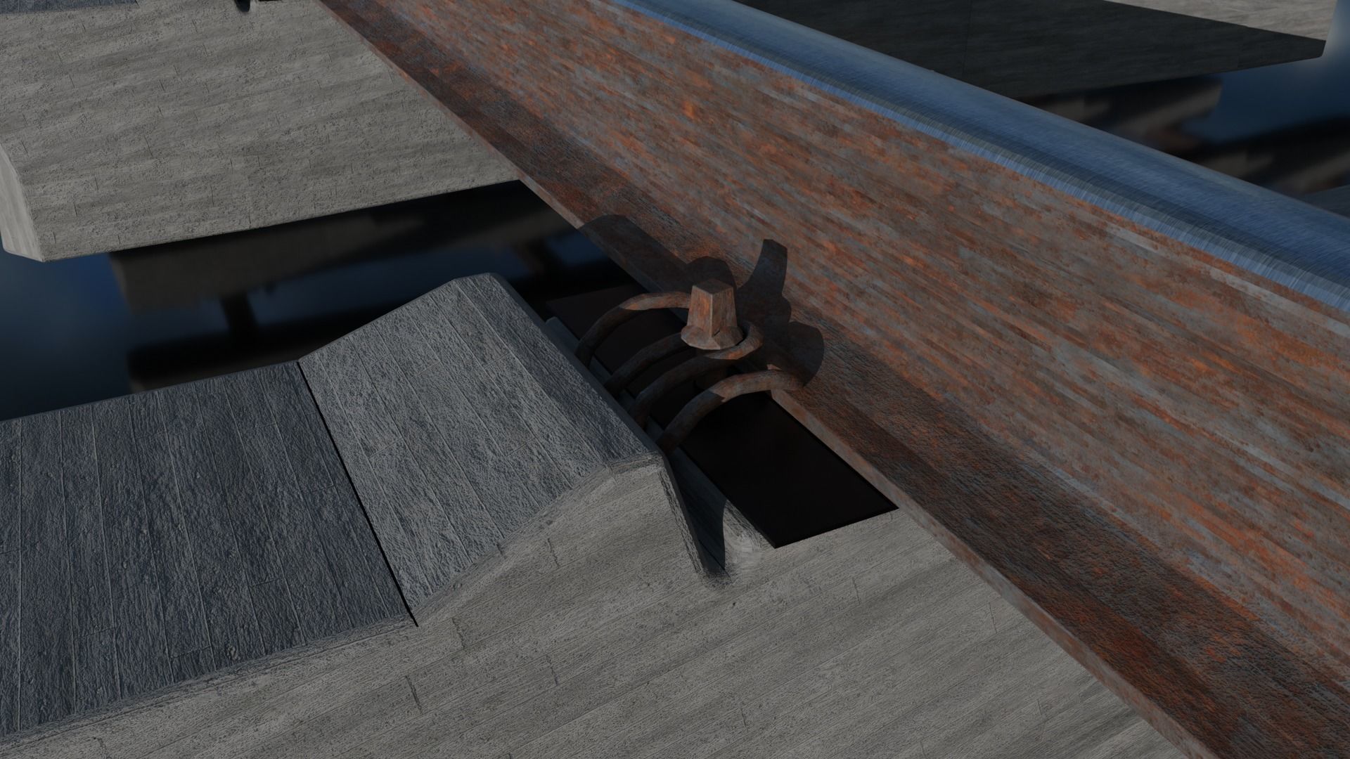 Railroad Multiple Radii Ballast Sections Rails and Sleepers 3D model_25