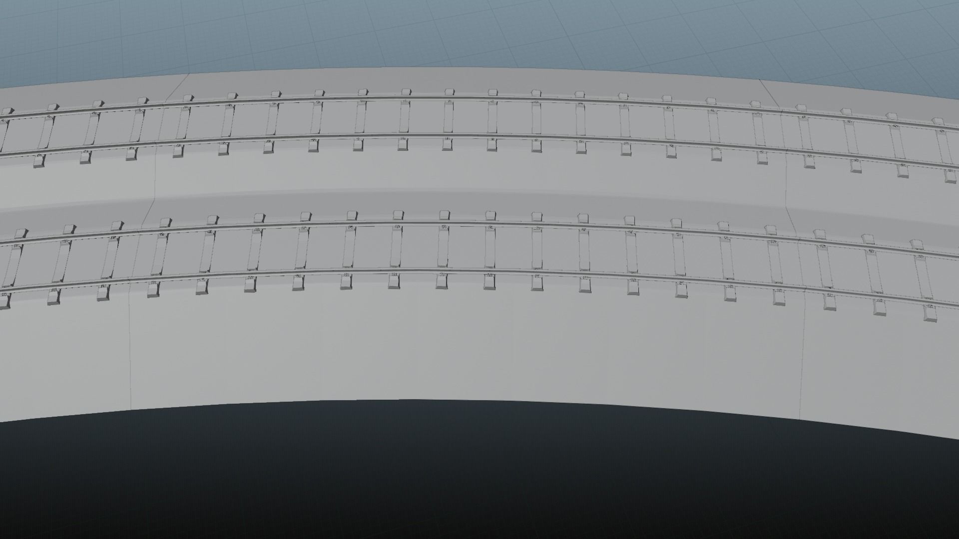 Railroad Multiple Radii Ballast Sections Rails and Sleepers 3D model_28