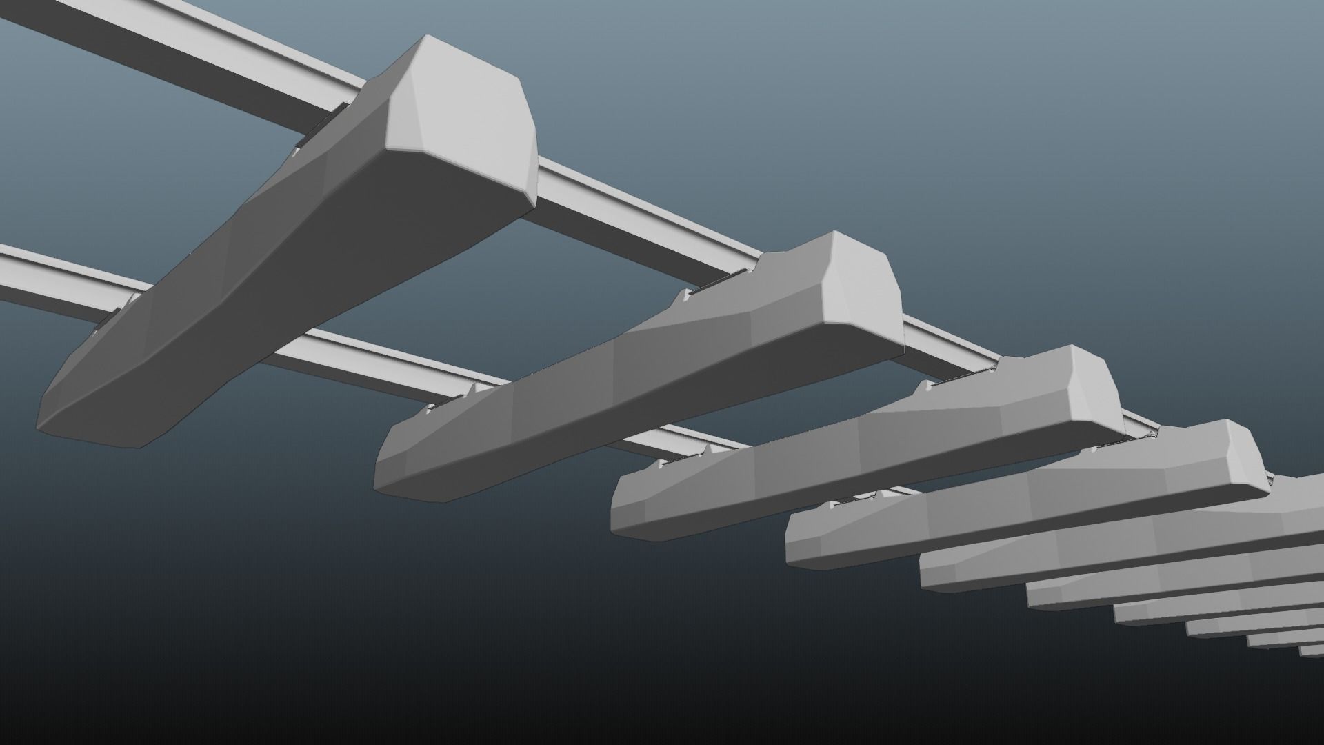 Railroad Multiple Radii Ballast Sections Rails and Sleepers 3D model_38