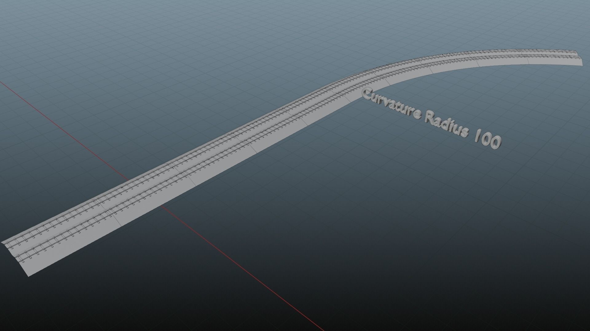 Railroad Multiple Radii Ballast Sections Rails and Sleepers 3D model_26