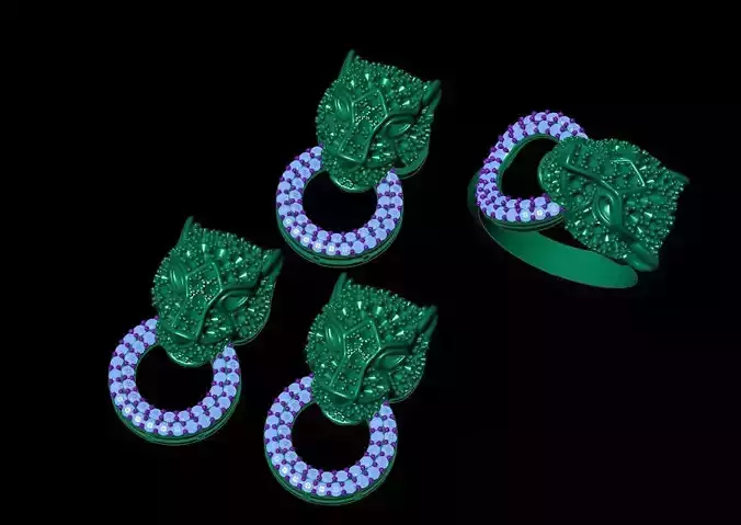 pendant set emerald ring 3D print model