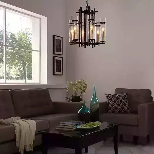 Chacon 6-Light Candle Style Wagon Wheel Chandelier 3D model