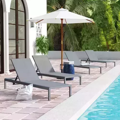 Long Reclining Chaise Lounge Set