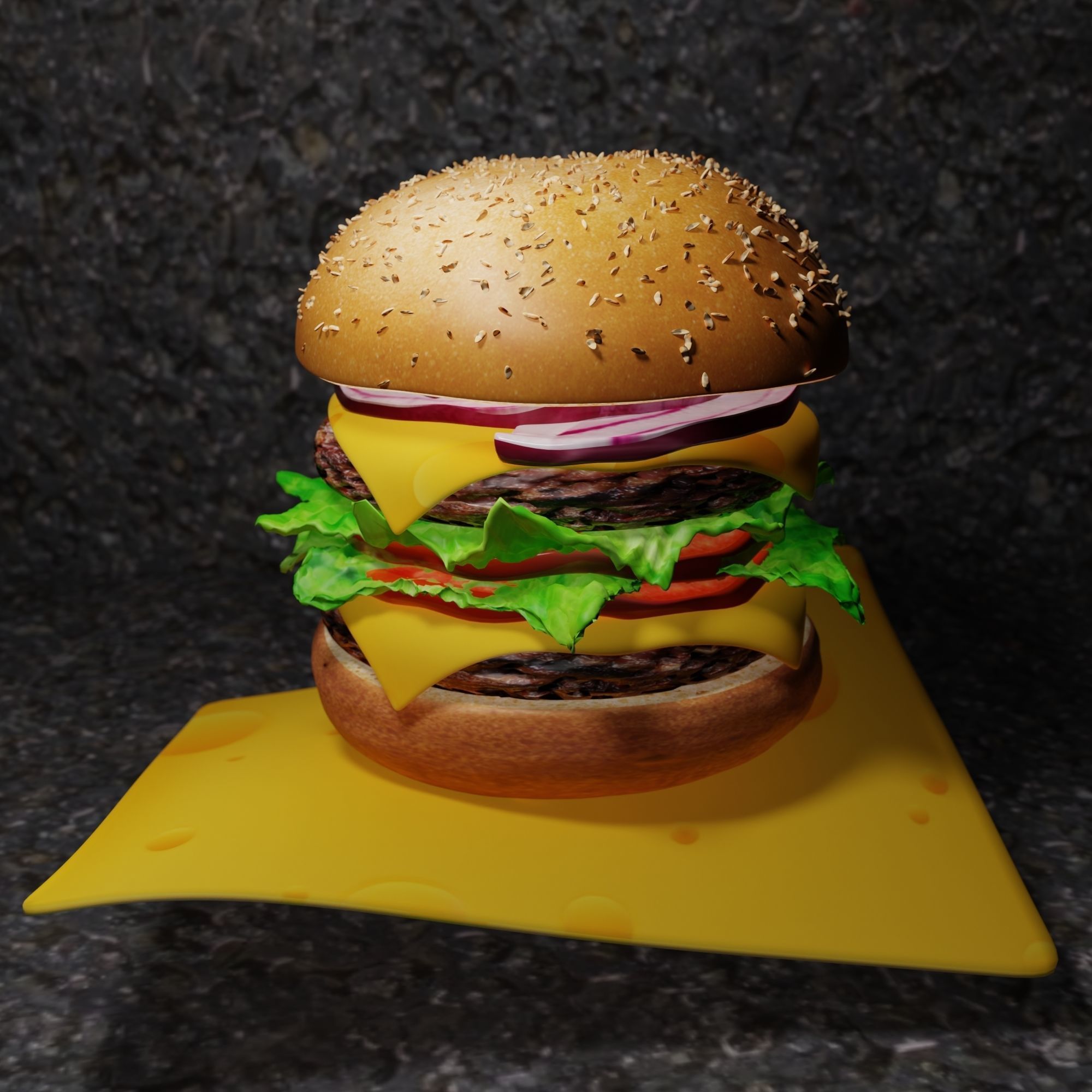 burger 3d hamburger 3D model_5