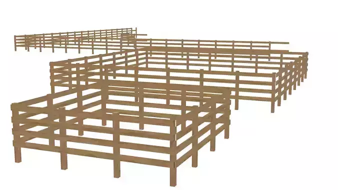 Modular Livestock Fence 3D model