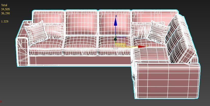 contemporary sofa Low-poly 3D model_4