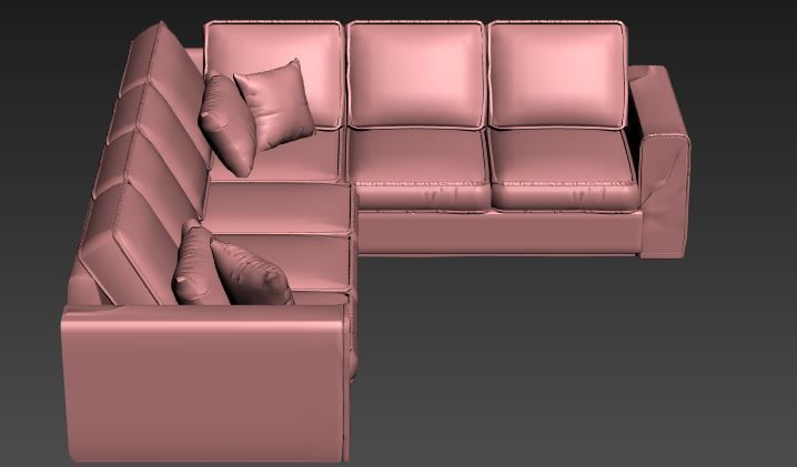 contemporary sofa Low-poly 3D model_7