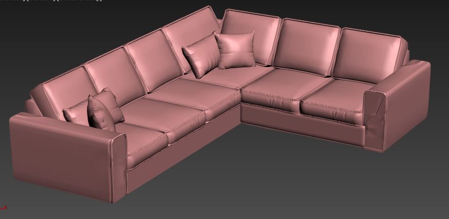 contemporary sofa Low-poly 3D model_6