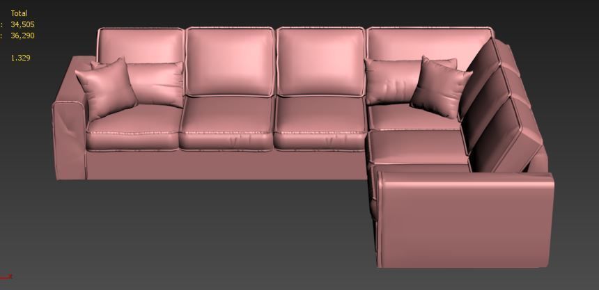 contemporary sofa Low-poly 3D model_5