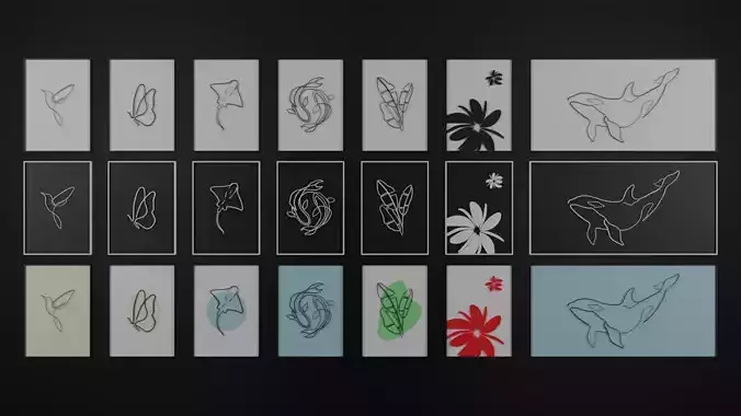 Wall Paintings Low-poly 3D model