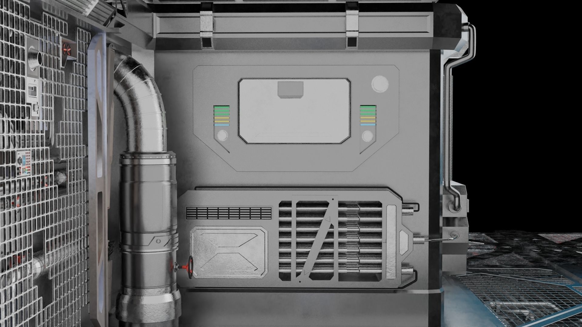 Interior sci-fi laboratory control room 3D model_3