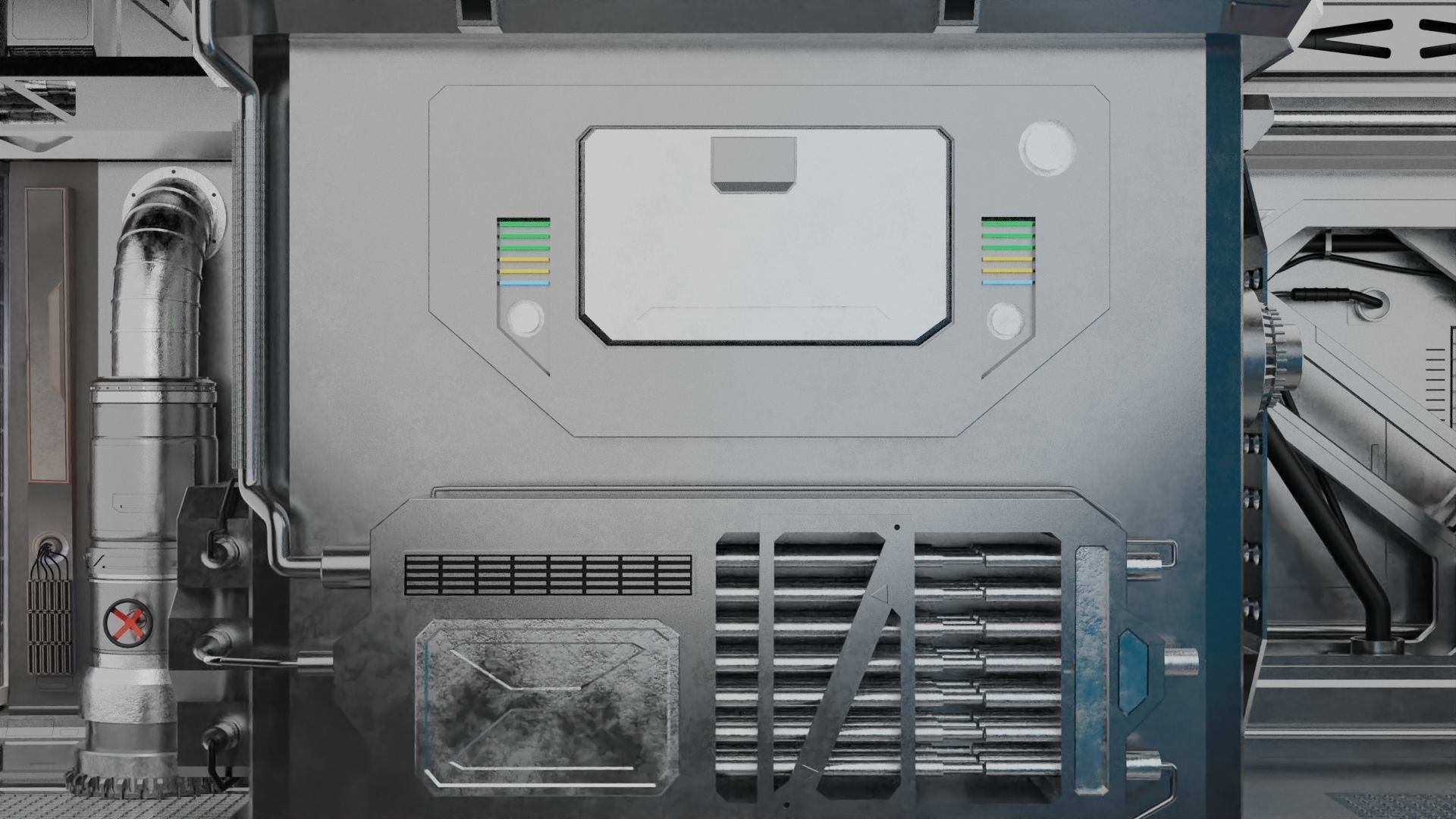 Interior sci-fi laboratory control room 3D model_1