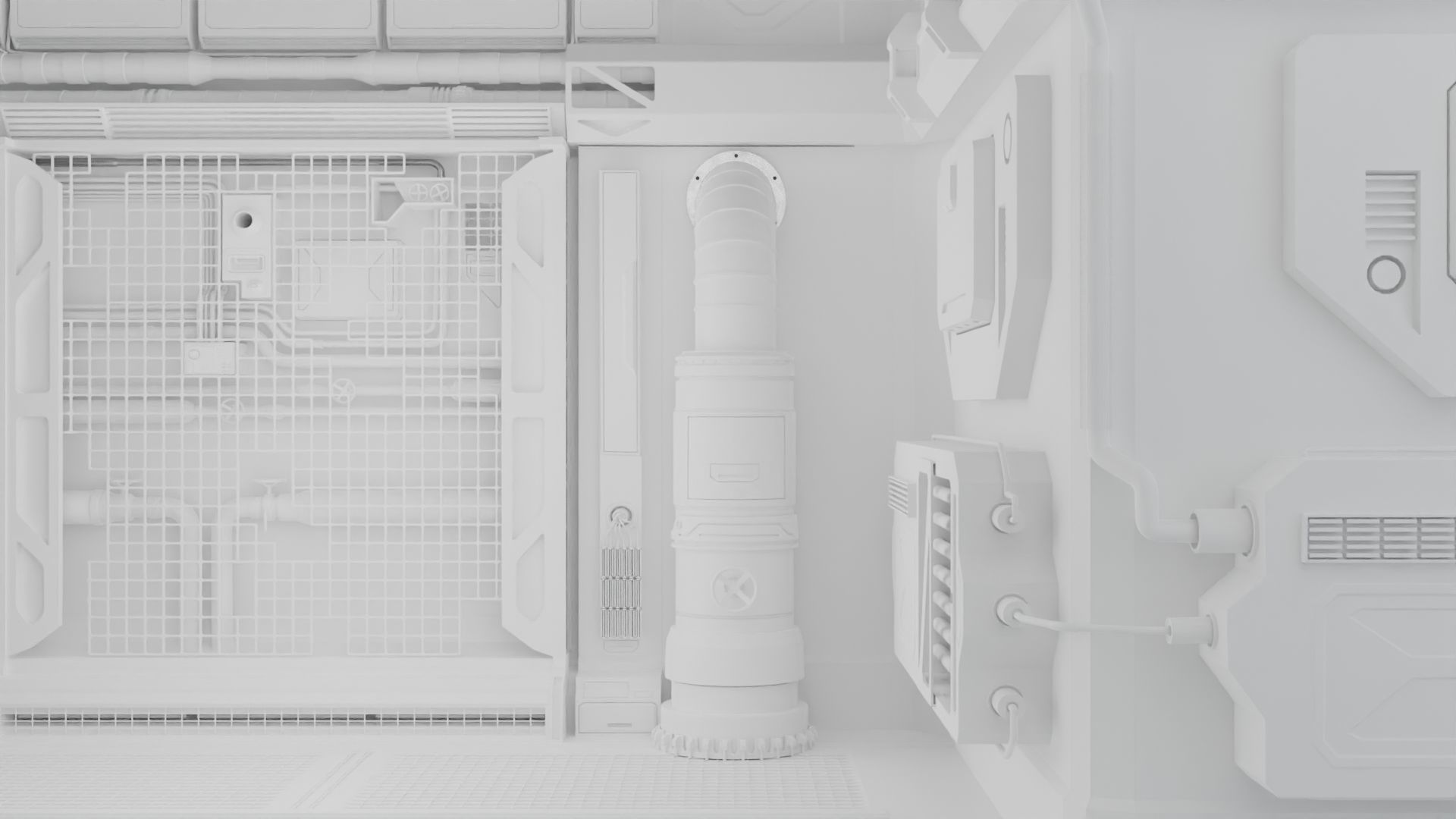 Interior sci-fi laboratory control room 3D model_22