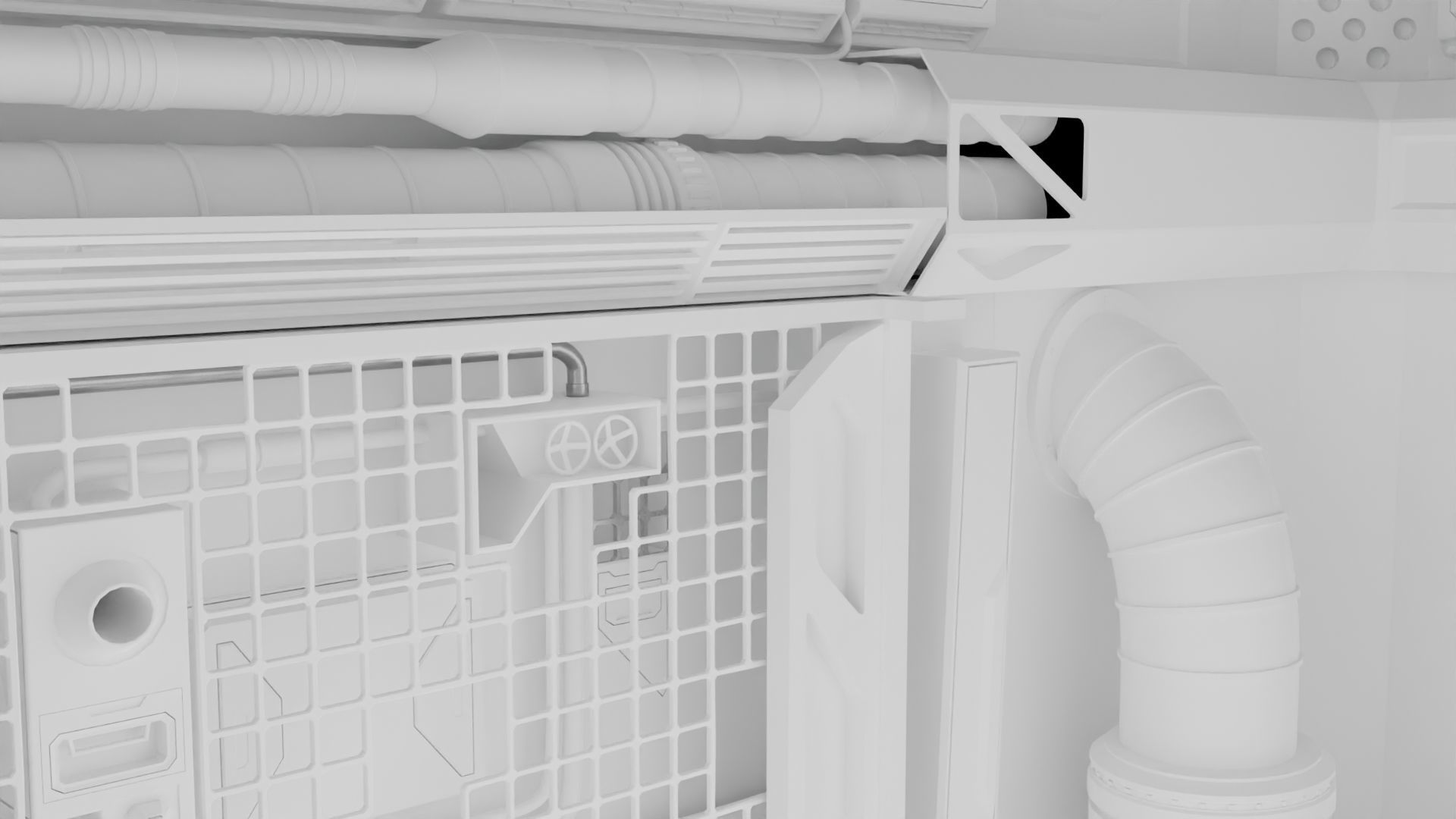 Interior sci-fi laboratory control room 3D model_23