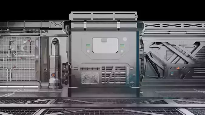 Interior sci-fi laboratory control room 3D model