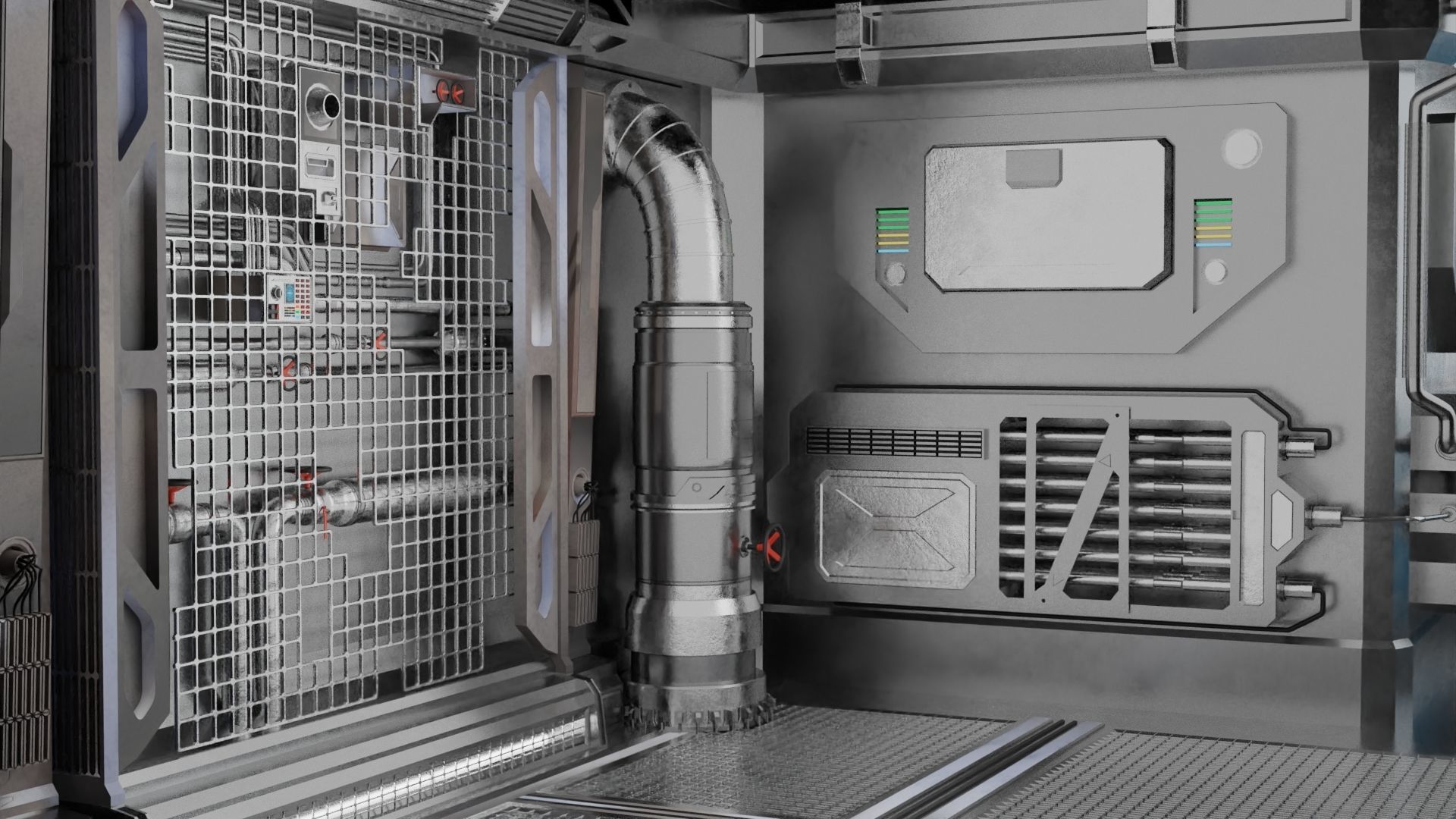 Interior sci-fi laboratory control room 3D model_5