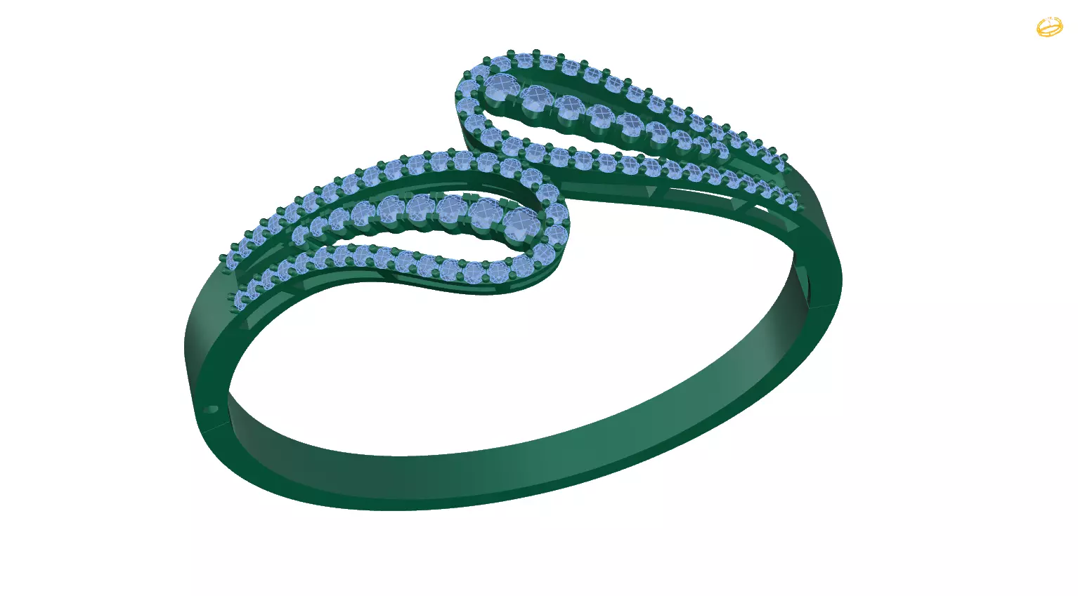 bracelet diamond ring with stones 3D print model_0