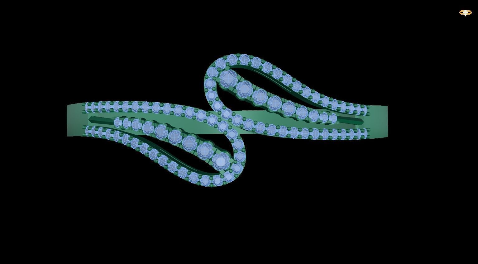 bracelet diamond ring with stones 3D print model_1