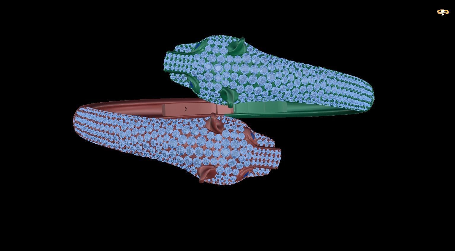bracelet with two snakes 3D print model_1