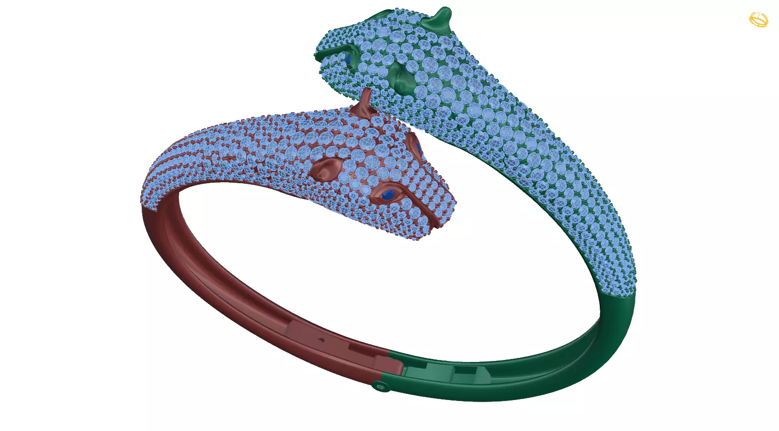 bracelet with two snakes 3D print model_0