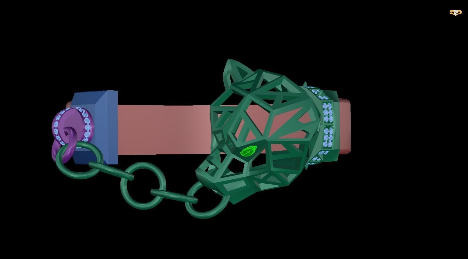 bracelet ring with chain 3D print model_1