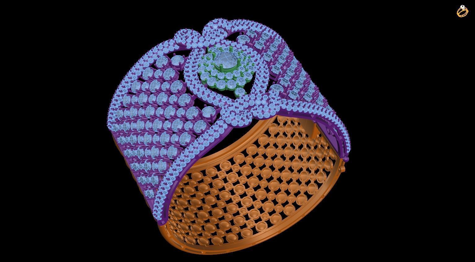 bracelet beaded cuff 3D print model_1