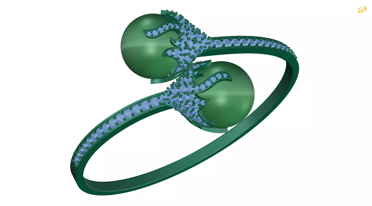 bracelet emerald and diamond ring 3D print model_0