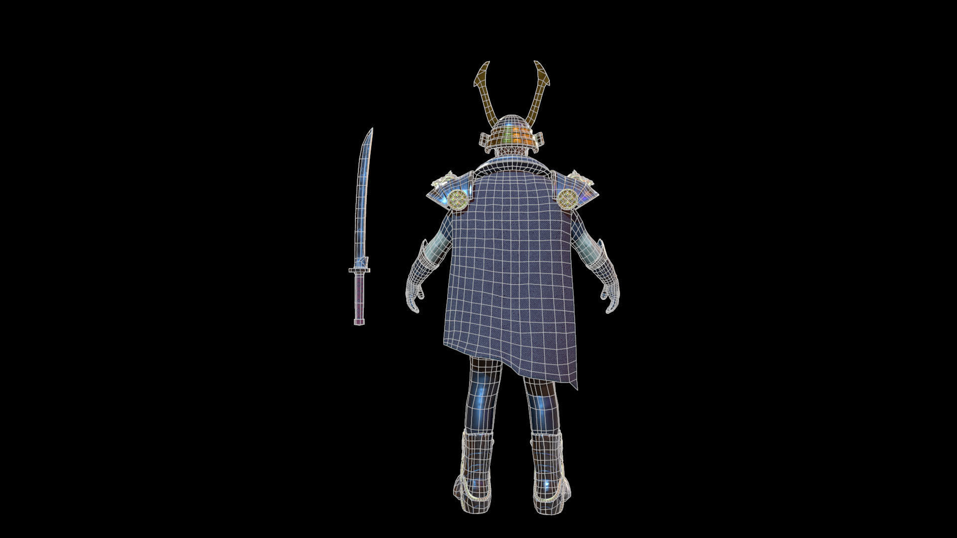 Cyber Samurai Low-poly 3D model_8