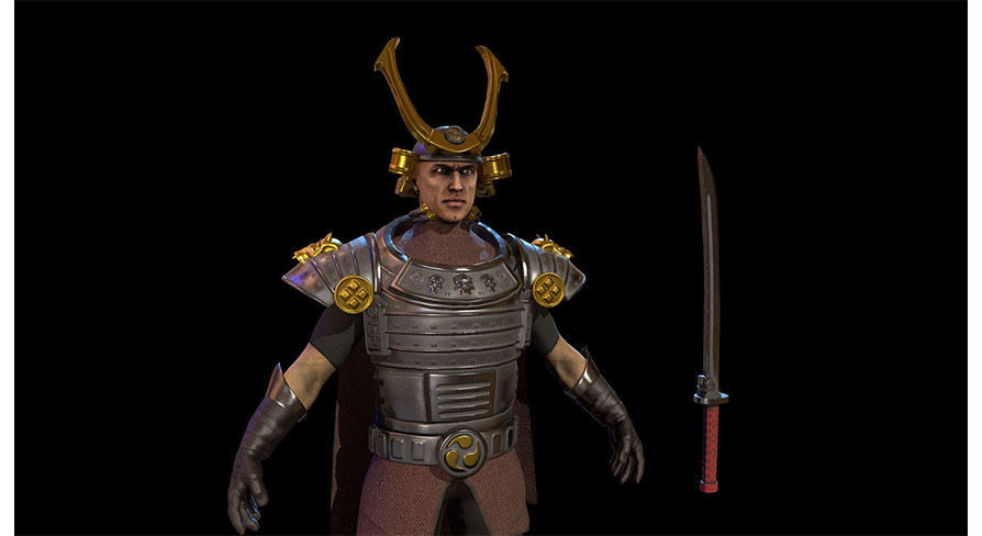 Cyber Samurai Low-poly 3D model_13