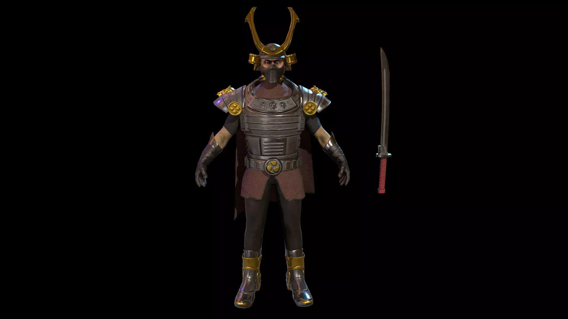 Cyber Samurai Low-poly 3D model_0