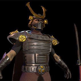 Cyber Samurai Low-poly 3D model_6