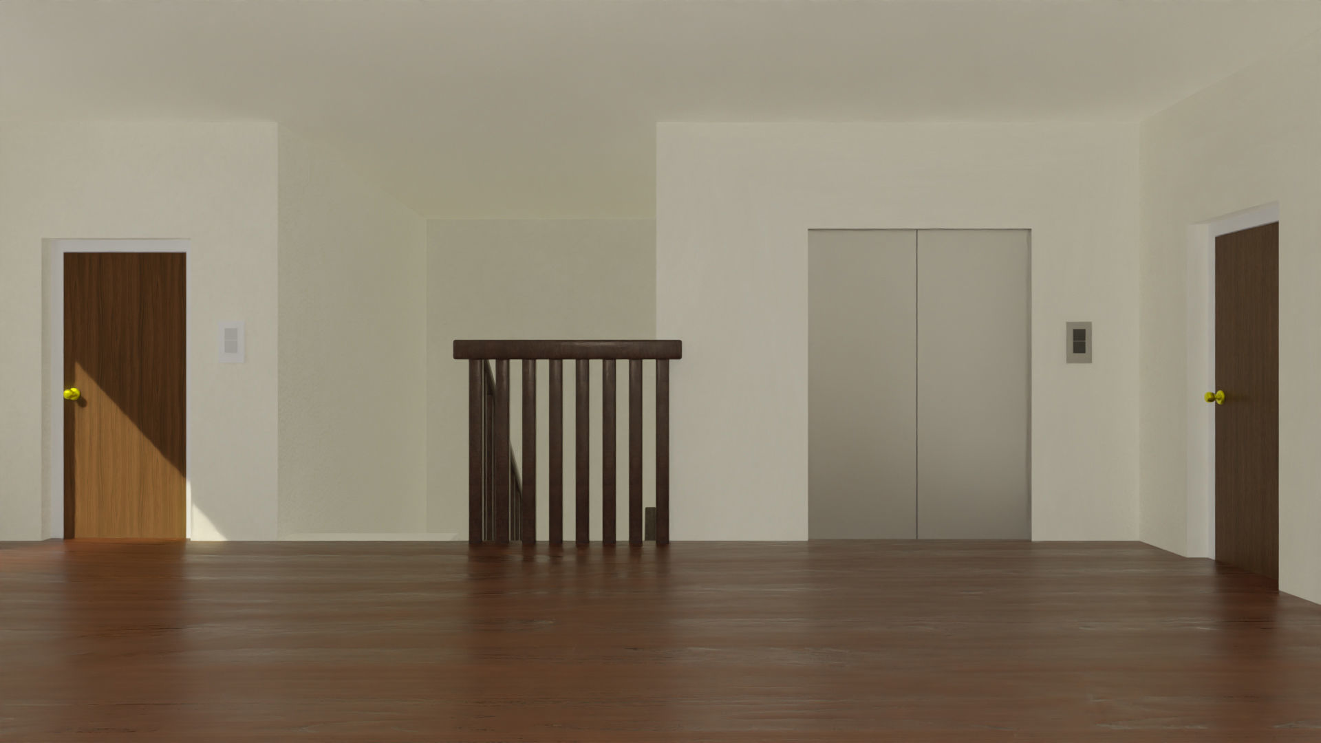 Home 3D elevator with stairs Low-poly 3D model_34