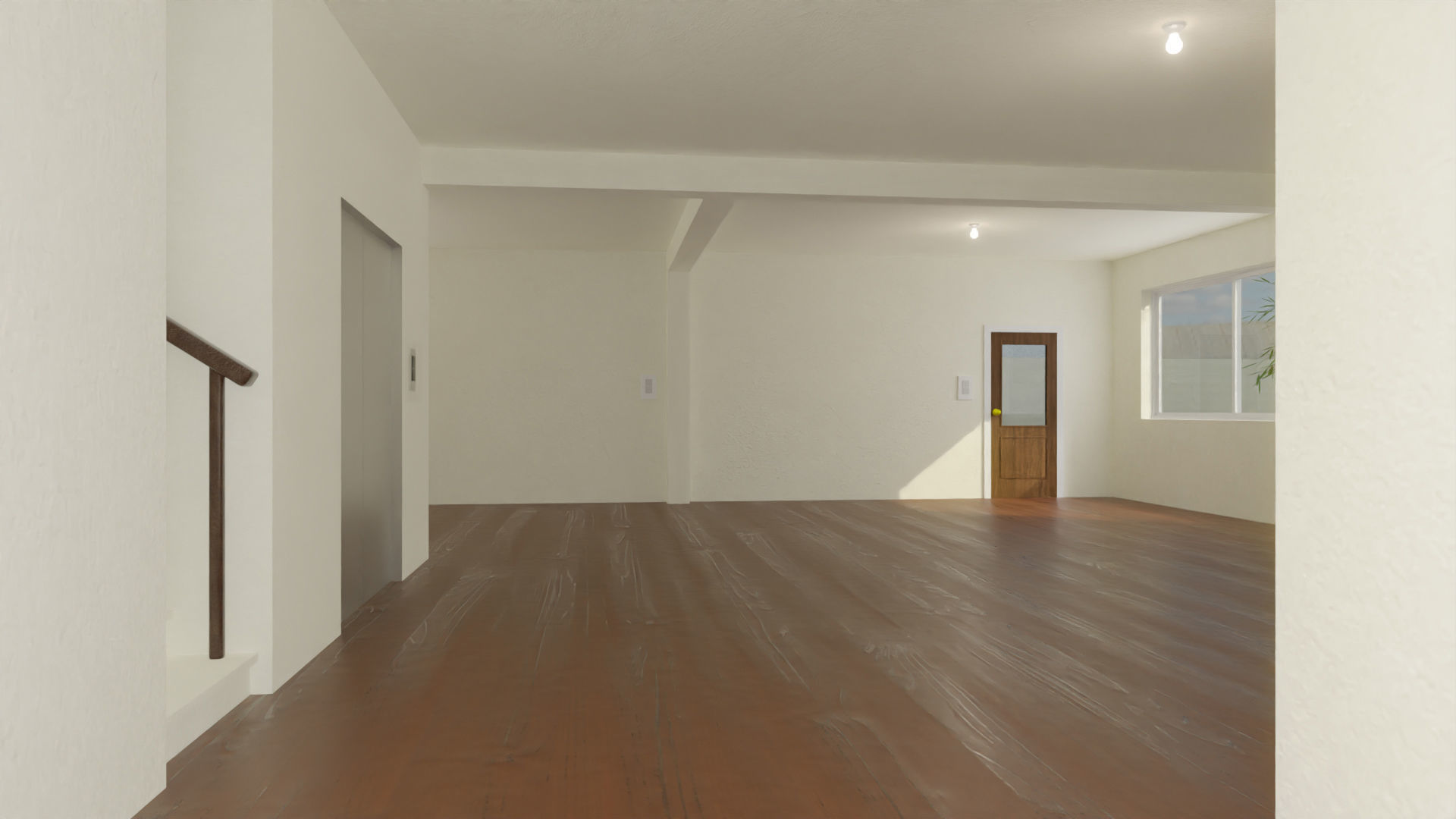 Home 3D elevator with stairs Low-poly 3D model_11