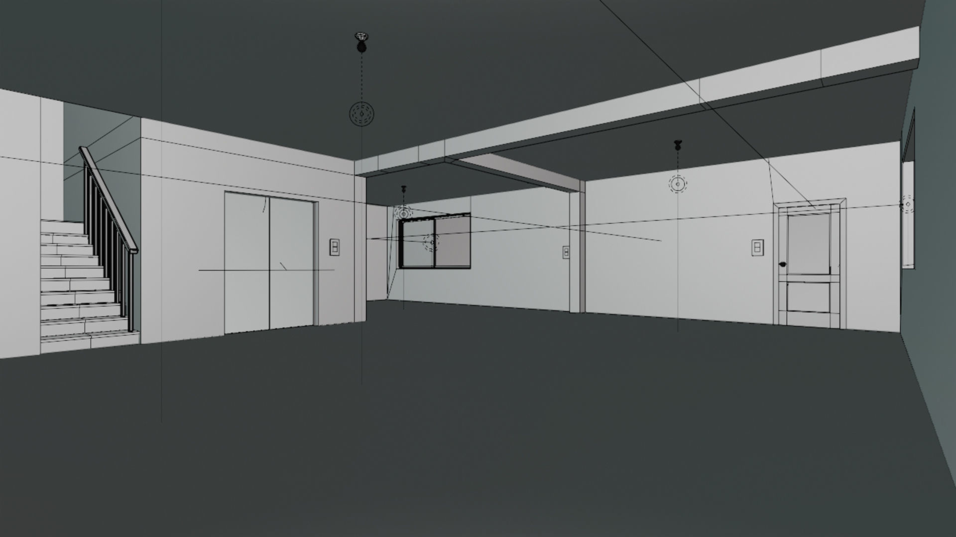 Home 3D elevator with stairs Low-poly 3D model_74