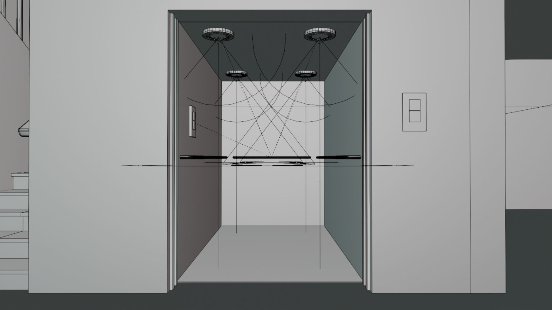 Home 3D elevator with stairs Low-poly 3D model_64