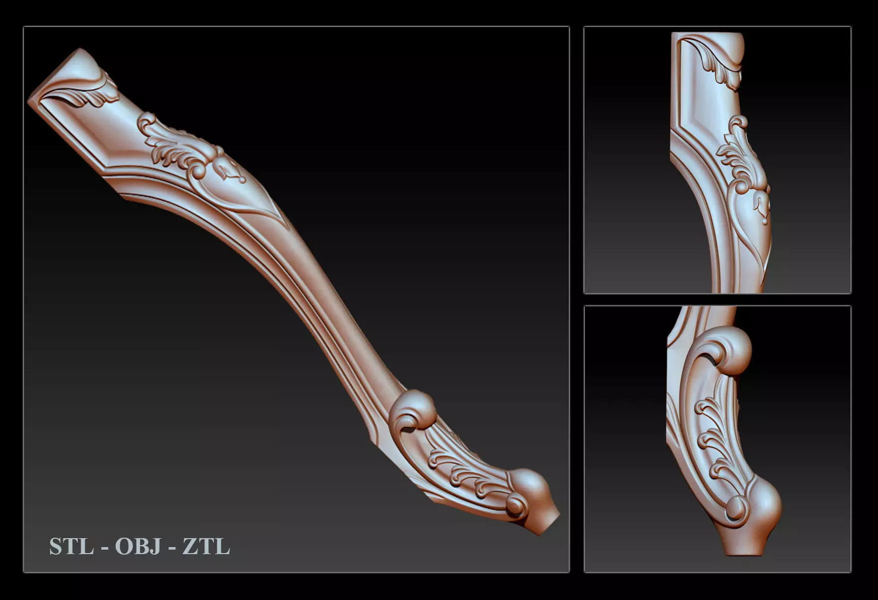 Collection Legs 3d STL Model Relief for CNC 3D print model