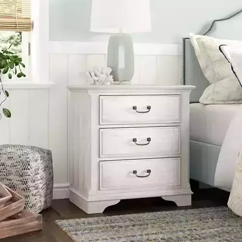 Kelton Drawer Wood Nightstand Antique White 3D model