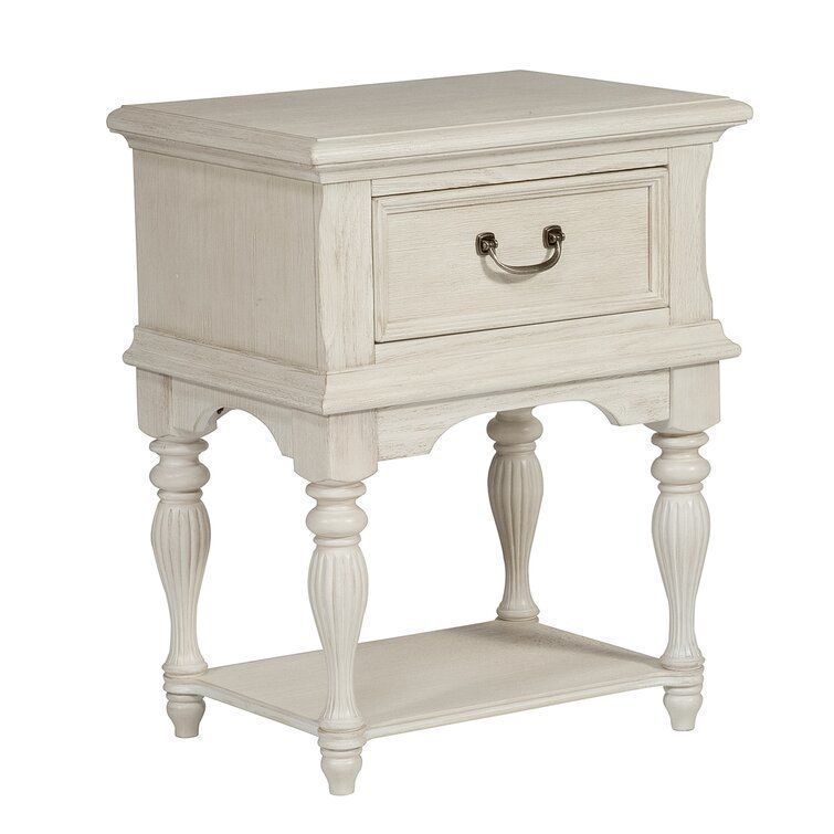 Kelton Drawer Nightstand Antique White 3D model_1